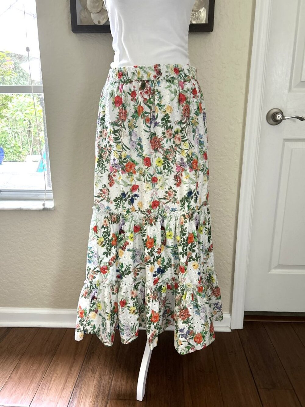 NWOT Philosophy Floral Eyelet Tiered Maxi Skirt